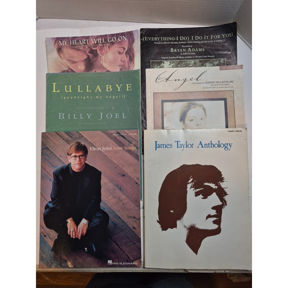 Vintage Sheet Music Lot Elton John James Taylor Titanic Celine Dion Billy Joel